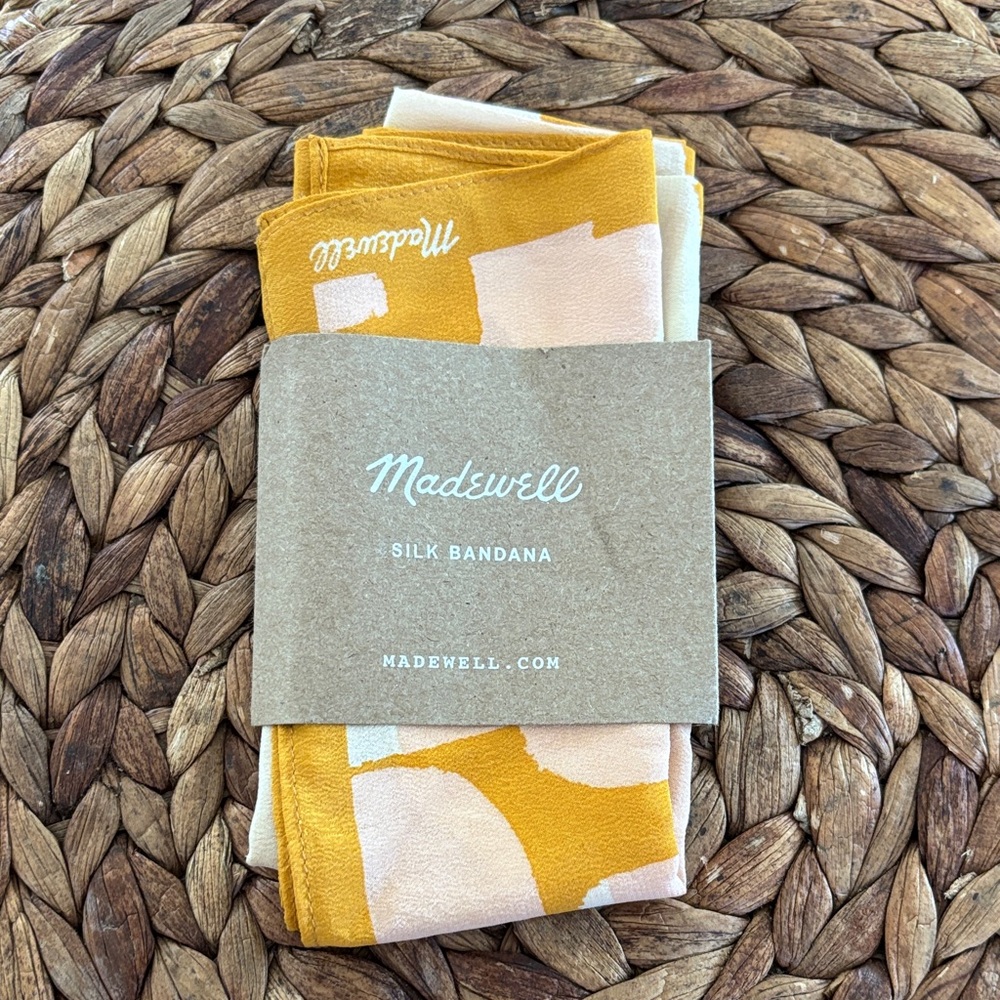 Madewell Mustard and Cream Silk Bandana